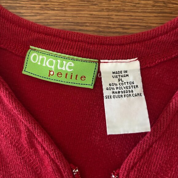 Vintage 80s Christmas CAT Full Zip Embroidered Sweater Size Petite Large Snowman - Picture 6 of 12